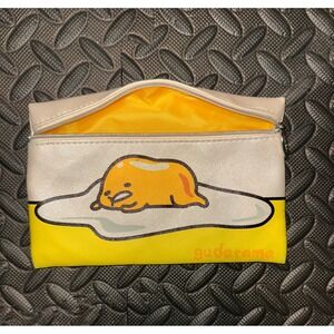 Sanrio Gudetama Lazy Egg Small Zipper Pouch Makeup Bag Yellow White